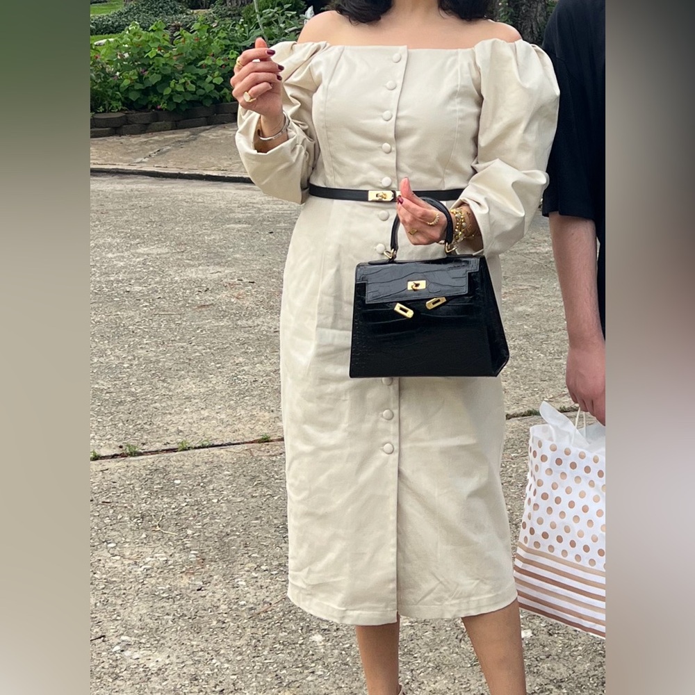 Melloday midi dress in beige/cream